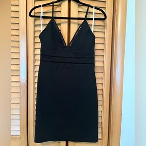 Lulu’s- Cocktails and Confidence Black Crochet Bodycon Mini Dress- Size Medium